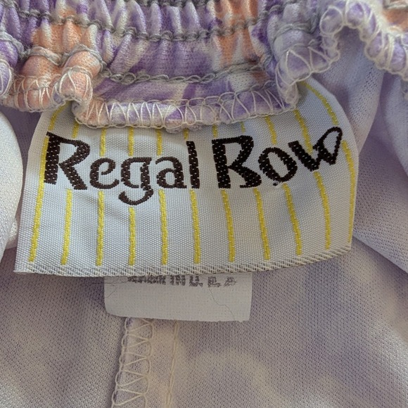 VTG Regal Row Tea Length Pull On Skirt Lavender Floral Elastic Waist Womens 20W - Picture 5 of 6